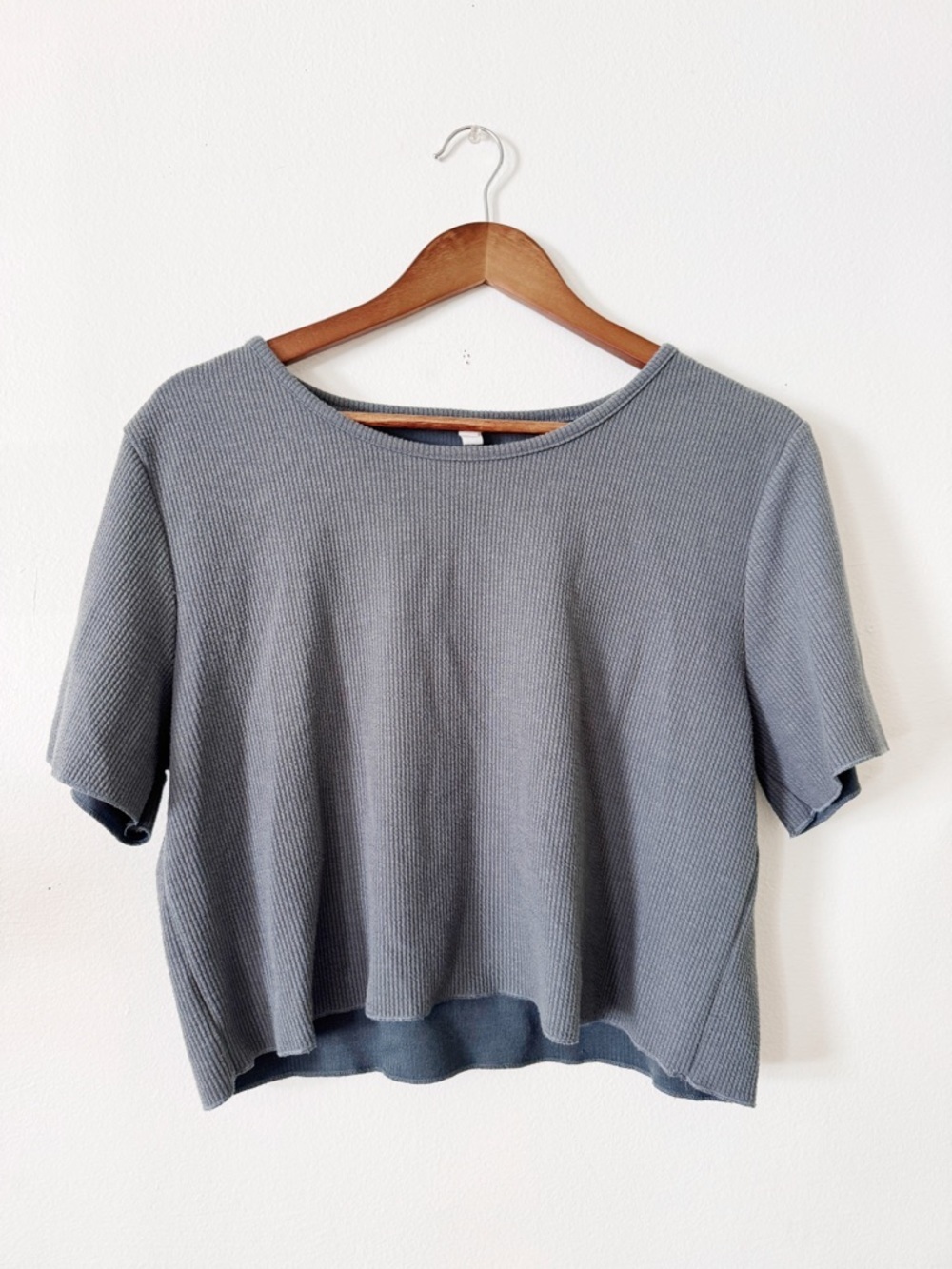 Wishlist Gray Waffle Knit Short Sleeve Top large
